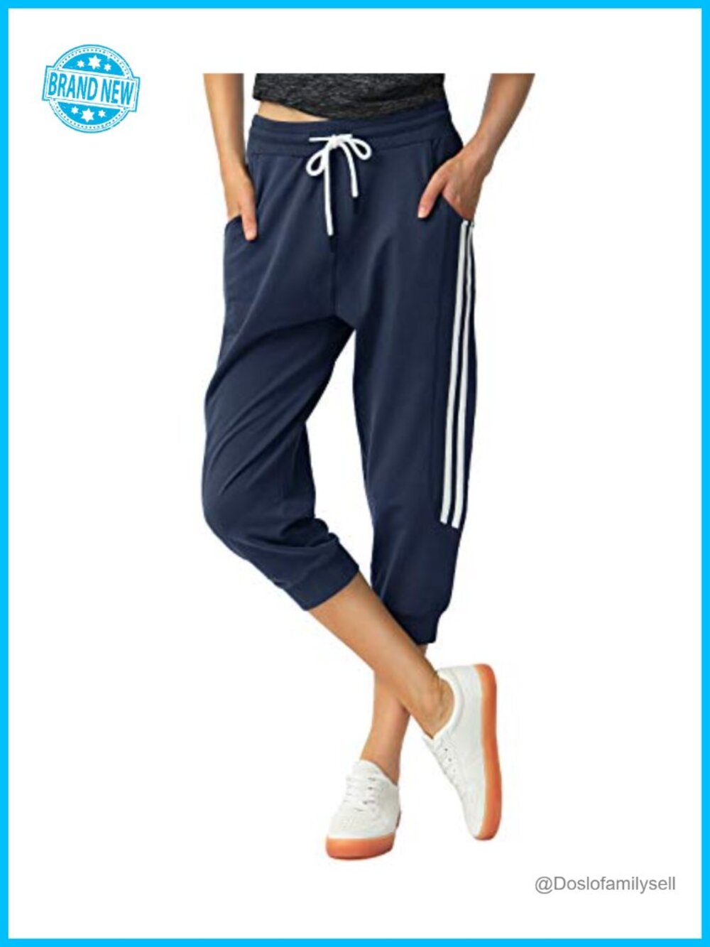 Women's Capri Sweatpants 95% Cotton Slim Fit Jogger Lounge Yoga Activewear